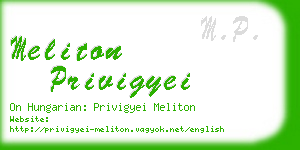 meliton privigyei business card